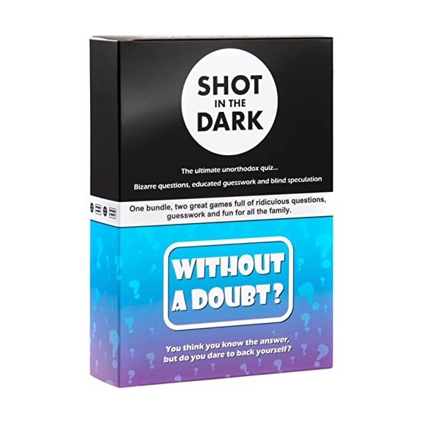 Shot in the Dark & Without a Doubt Quiz Game Combo Pack,Jeu de cartes pour 2 joueurs et plus à partir de 12 ans, les fêtes, l