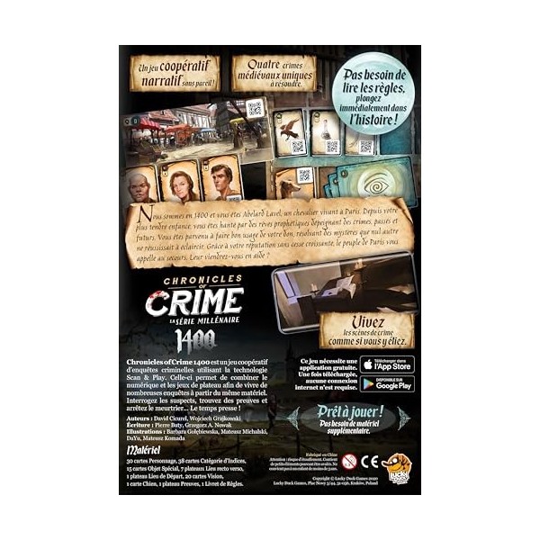 LUCKY DUCK GAMES - Chronicles of Crime: Millenium 1400 | Version Française | Jeu De Plateau | Jeu de Société | A partir de 12