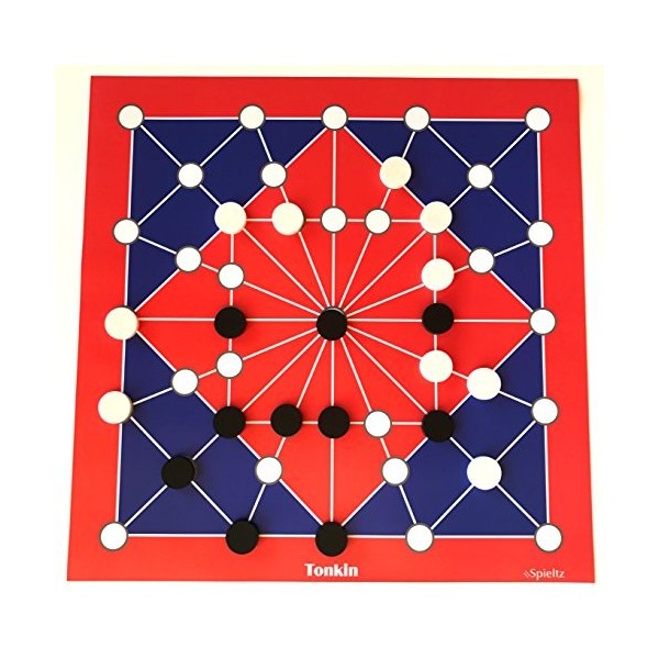 Spieltz 52191 : Tonkin Jeu de plateau surdimensionné, plan de jeu extra large, gros pions grande taille rouge/bleu .
