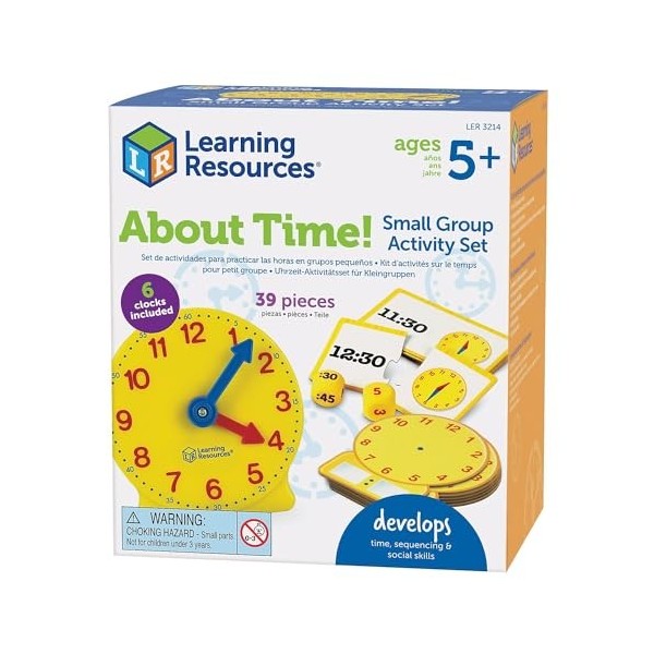 Lot de 6 kits d’activités sur l’heure en petit groupe About Time! de Learning Resources