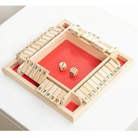 NUOBESTY Jeu De Flop À Quatre Faces en Bois 1-4 Fermer La Boîte Jeu De Famille Jeu De Société en Bois Numérique pour Enfants 