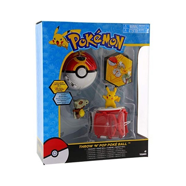 Ensemble de 2 Pokéballs et 2 figurines Pokémon - Pikachu et Osselait