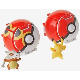 Ensemble de 2 Pokéballs et 2 figurines Pokémon - Pikachu et Osselait