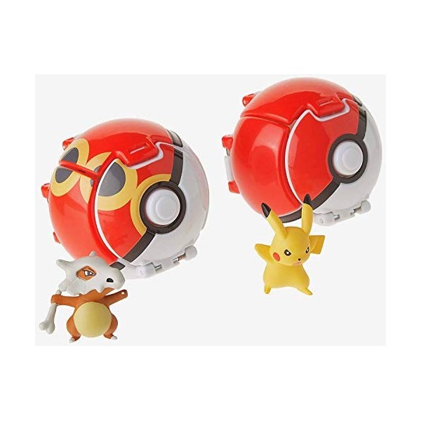 Ensemble de 2 Pokéballs et 2 figurines Pokémon - Pikachu et Osselait