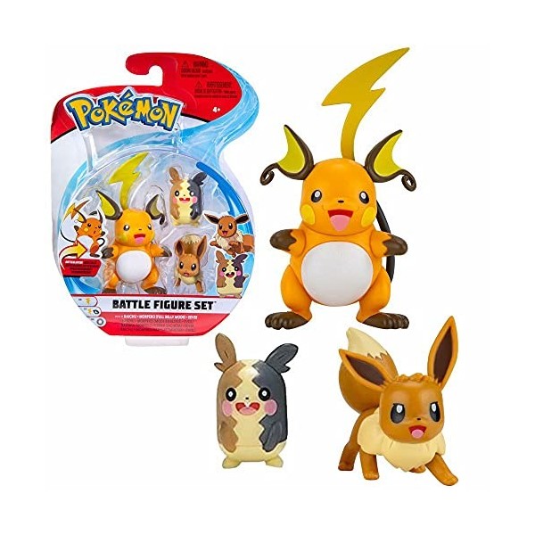 Pokemon Sélection Battle Figures | Ensemble de 3 Figurine daction de Jeu, Chiffres du Jeu:Pikachu. Gobou & Fulgudog