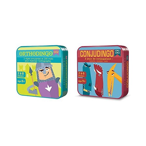 Aritma | Lot 1 Jeu Educatif ConjuDingo + 1 Jeu VocaDingo | pour Enfants Niveau CM1-CM2 | Cahiers de Vacances dès 9 Ans | Jeu 