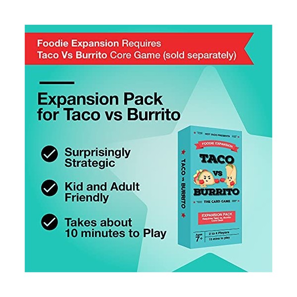 Taco vs Burrito Pack dextension de lédition gourmande - Nécessite Le Jeu Core pour Jouer - Jeu de Cartes créé par Un Enfant