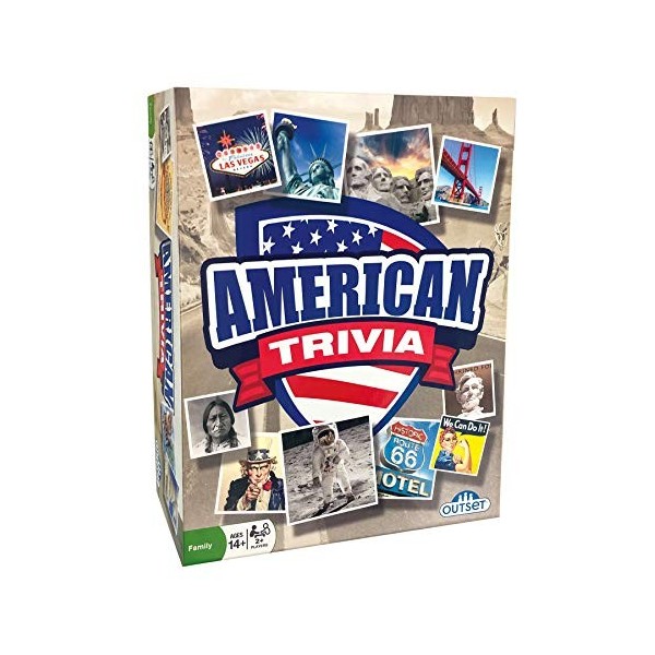 Outset Media American Trivia Game Exclusivité Amazon – 5 catégories au choix et 1 000 questions – pour les 14 ans et plus