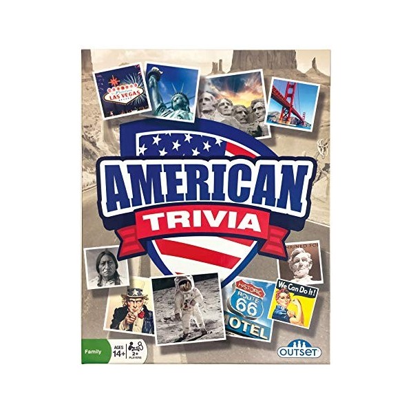 Outset Media American Trivia Game Exclusivité Amazon – 5 catégories au choix et 1 000 questions – pour les 14 ans et plus