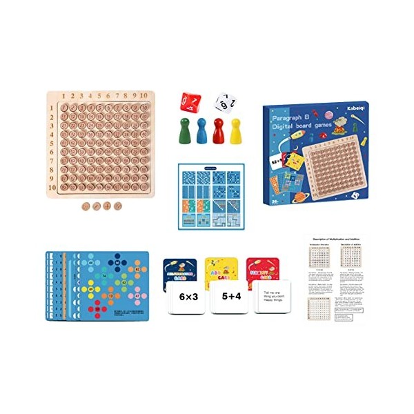 Ruiteh Planche de Multiplication mathématique en Bois Montessori pour Enfants, Jouet de comptage, Jeu de société de Multiplic