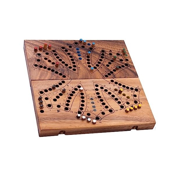 Engelhart - 350260 - Jeu de Tock dans Un Coffret en Bois - Jeu de société Canadien - Jeu en Bois de 2 à 6 Joueurs - 12,6X 25,