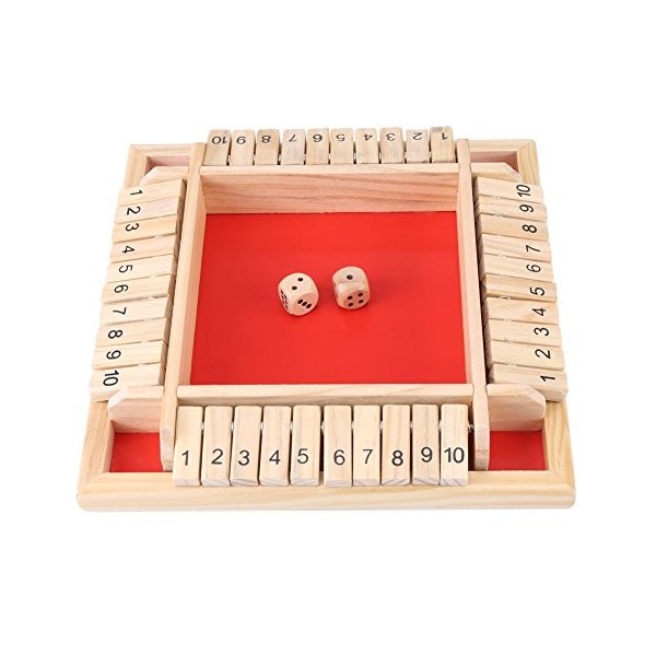 Hztyyier 4-Player Shut The Box, Jeu de Société Jeu en Bois de Jeu de Plateau, Jeu de Famille Traditionnel, Jeu de dés pour Le