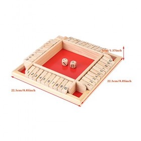 Hztyyier 4-Player Shut The Box, Jeu de Société Jeu en Bois de Jeu de Plateau, Jeu de Famille Traditionnel, Jeu de dés pour Le