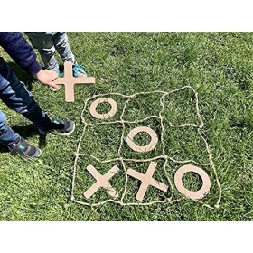Betoy Jeu pour enfants en bois TIC TAC Toe X et O - Pour lintérieur et lextérieur