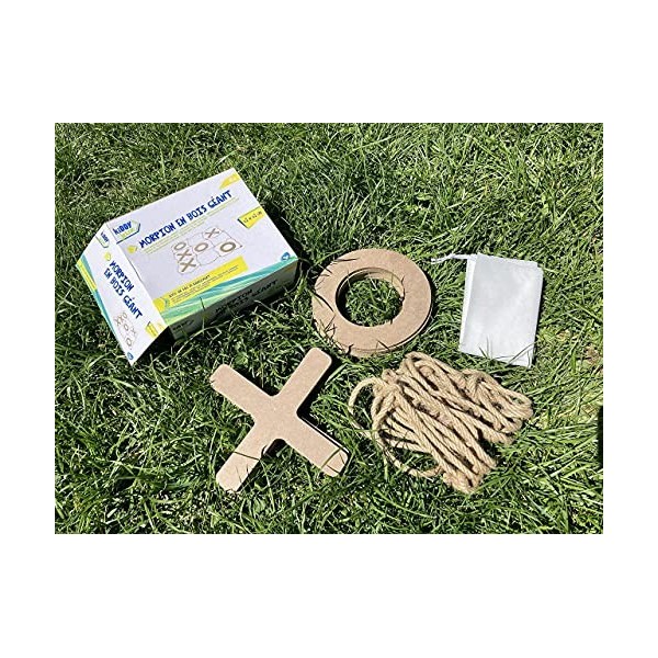 Betoy Jeu pour enfants en bois TIC TAC Toe X et O - Pour lintérieur et lextérieur