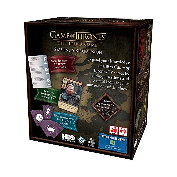 Fantasy Flight Games- HBO Game of Thrones Jeu de Trivia : Seasons 5-8 Expansion, FFGHBO17, Coloris Assortis