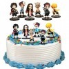 Demon Slayer Actions Figures Set, 6 Pièces Anime Demon Slayer Figurine Manga Cake Topper, Demon Slayer Mini Figurine pour Les