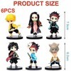 Demon Slayer Actions Figures Set, 6 Pièces Anime Demon Slayer Figurine Manga Cake Topper, Demon Slayer Mini Figurine pour Les