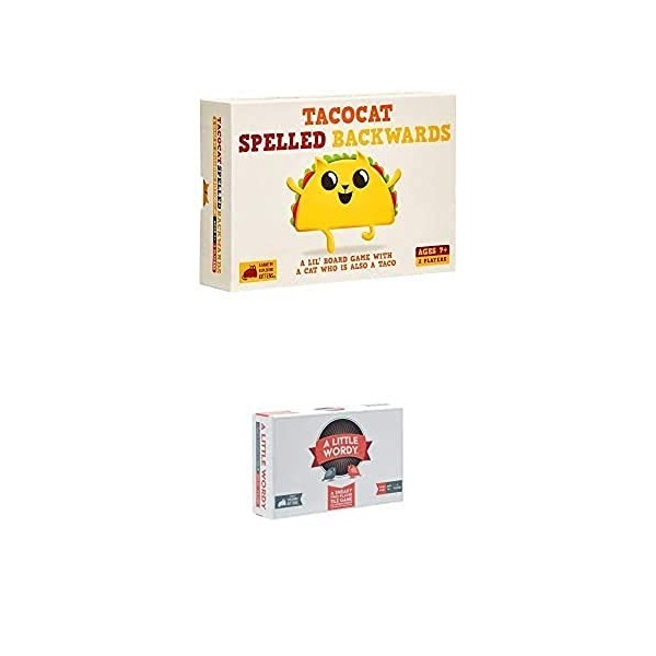 Two Player Bundle by Exploding Kittens - Tacocat Spelled Backwards and A Little Wordy - Two Player Card Games for Adults Teen