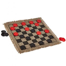 Mini tapis à carreaux 3 en 1 + Classic & Mega Tic Toe – Portable compact 30,5 x 30,5 cm – Tapis réversible à carreaux – Voyag