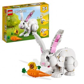 LEGO Creator 3-en-1 31133 Le Lapin Blanc, Jouet avec Animaux, Dont Figurines de Poisson, Phoque et Perroquet, Construction po