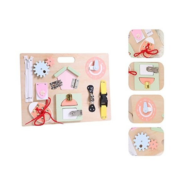 Smartwo Busy Board Montessori en Bois pour Enfants 2 3 Ans Jouet Tableau dActivités Apprendre Compétences de Vie Sensoriel M