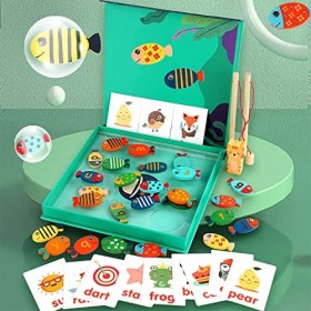 Larcele Jouet De Jeu De Pêche en Bois Magnétique pour Les Tout-Petits, Jeu De Plateau De Pêche Jouet Montessori DYWJ-01