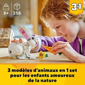 LEGO Creator 3-en-1 31133 Le Lapin Blanc, Jouet avec Animaux, Dont Figurines de Poisson, Phoque et Perroquet, Construction po