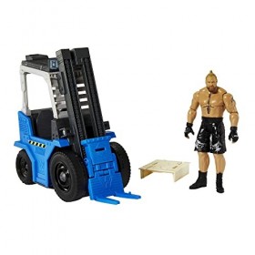 WWE Coffret Figurine articulée Brock Lesnar 15 cm et Wrekkin Porté Chariot élévateur Véhicule avec fonction élévation et él