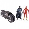 DC COMICS THE FLASH - Pack Batcycle + 2 Figurines 10 Cm - Véhicule + Figurines Articulées - Revivez Les Aventures des Super H