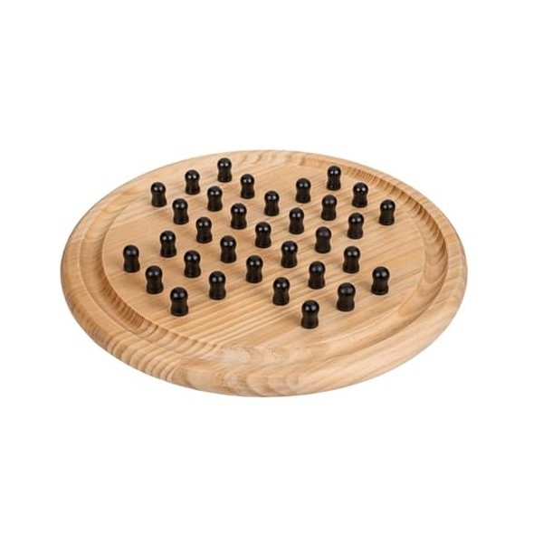 Solitaire Jeu de plateau en bois avec figurines en noir – Surface de jeu env. 28,5 cm en DM