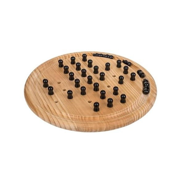 Solitaire Jeu de plateau en bois avec figurines en noir – Surface de jeu env. 28,5 cm en DM