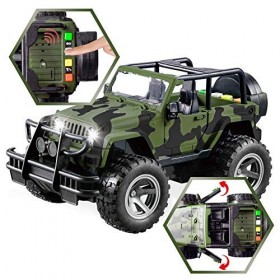 JOYIN Kit de Jouet Véhicule Militaire dAvions de Transport et de Camion Mmilitaire à Friction avec Sirènes Lumineuses et Son