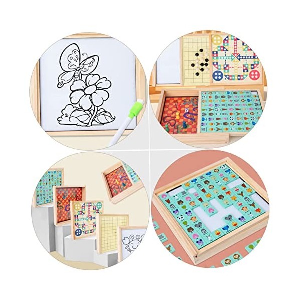 Toyvian Jouets DÉchecs De Bureau pour Les Enfants Jouets De Bureau Échiquier en Bois Jouets dapprentissage Préscolaire Puzz