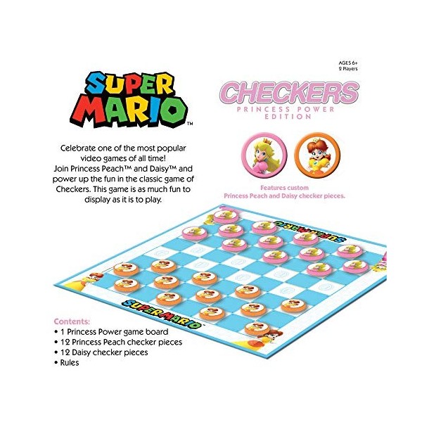 Super Mario Boardgame Checkers Princess Power USAopoly Giochi Tavolo Accessori