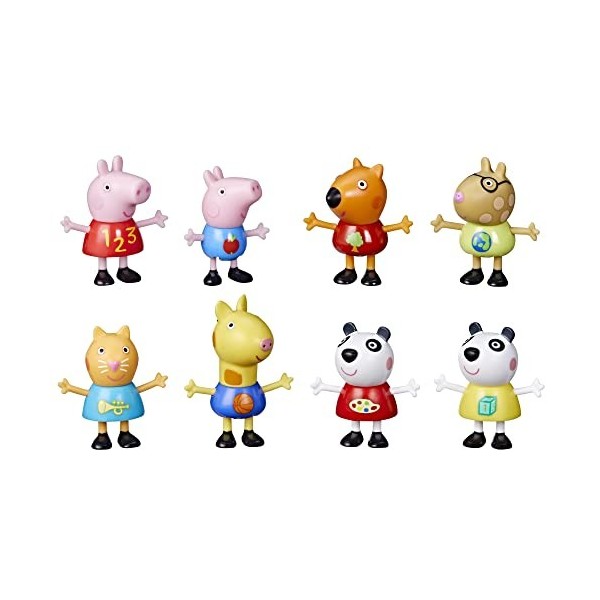 Peppa Pig Pack de 8 Figurines : Peppa et George Pig, Peggi Panda, Candy Cat et Autres, exclusivité Amazon, dès 3 Ans