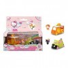 Dickie Toys Hello Kitty Orange + Chocolat Ice Cream Lot de 2 Véhicules et Figurines en Fonte dAluminium Figurines Amovibles 