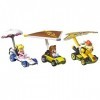 Hot Wheels Mario Kart, Coffret de 3 véhicules-personnages, Petites Voitures avec Figurines Super Mario à collectionner, Dès 3