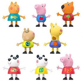 Peppa Pig Pack de 8 Figurines : Peppa et George Pig, Peggi Panda, Candy Cat et Autres, exclusivité Amazon, dès 3 Ans