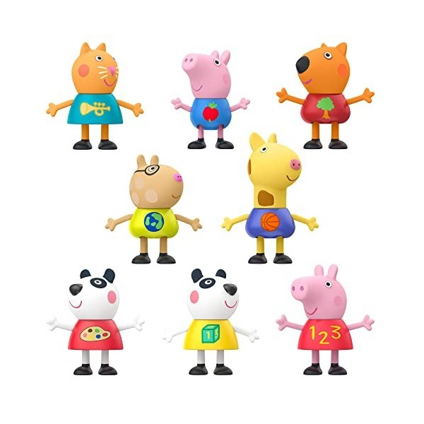 Peppa Pig Pack de 8 Figurines : Peppa et George Pig, Peggi Panda, Candy Cat et Autres, exclusivité Amazon, dès 3 Ans