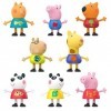 Peppa Pig Pack de 8 Figurines : Peppa et George Pig, Peggi Panda, Candy Cat et Autres, exclusivité Amazon, dès 3 Ans