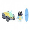 Bluey Pack Véhicule et Figurines Beach Quad avec Bandit avec Figurine 2,5-3 Pouces et Accessoire Planche de Surf