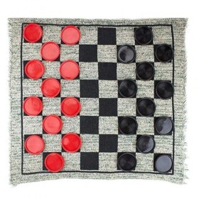 Home Jumbos Tapis de jeu à dames 3 en 1 avec tapis de jeu réversible pour intérieur ou extérieur Motif dames vintage avec tap