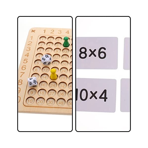 jojofuny 2 Ensembles Table De Multiplication pour Enfants pour Enfants Jeux De Société Mathématiques en Bois pour Enfants 8-1