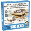 France Cartes- Coffret 100 Bois-Les Grands Classiques Famille, Enfants Dames, Petits Chevaux, lOie, Marelle, dés et Jeu de C