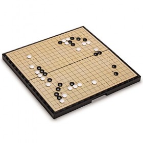 Yellow Mountain Imports Grand Plateau de Jeu de Go Magnétique 19 x 19 37,1 Centimètres avec Pierres Convexes Uniques - Ense