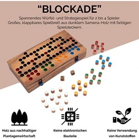 LOGOPLAY Blockade - Jeu de dés - Jeu de stratégie - Jeu de société - Jeu de société en Bois avec Plateau de Jeu Pliable