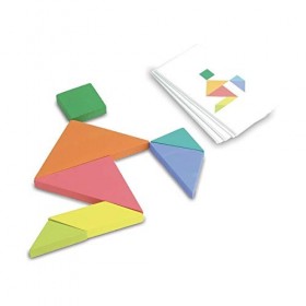 Vilac - Tangram Battle Multicolore - 2 jeux, +100 cartes et 4 niveaux de difficultés - Jeu de rapidité -De 1 à 2 joueurs - Je
