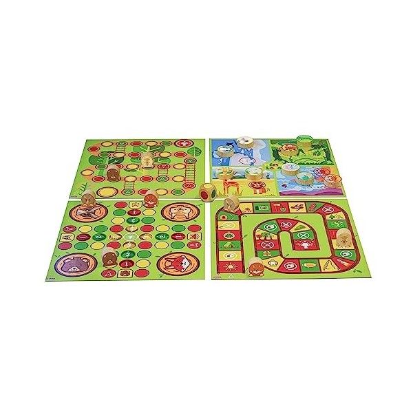 Jeujura - Mon Premier Coffret de Jeu - Jeux des Petits Chevaux - Jeu de loie - Jeu des échelles et Un mémo-Loto - 4 Plateaux