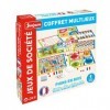 Jeujura- Boîte de Many Jeux JEUJURA-8457-COFFRET MULTIJEUX DE Societe-PIONS en Bois-pour Partager en Famille ou Entre Amis 